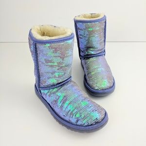 UGG | Lavender Sequin Short Style Fur Lined Boots
